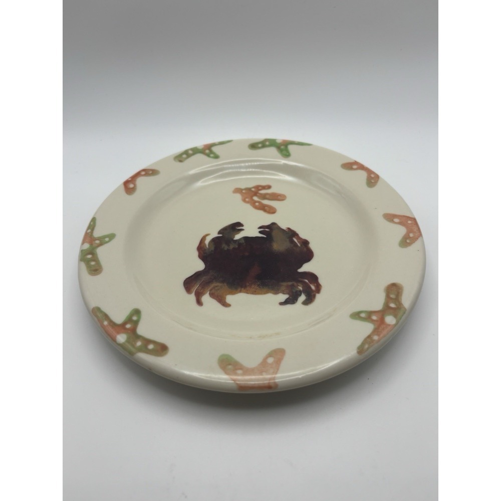 RARE Hartstone Coral Reef Salad Plate Pottery Stoneware USA Crab Retired HTF